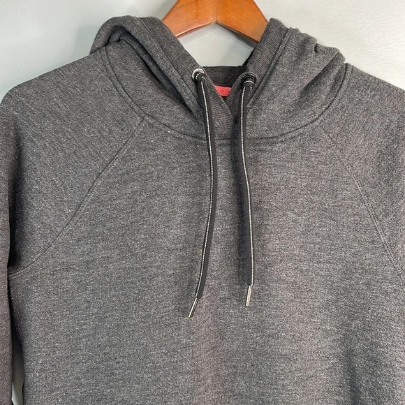 CALVIN KLEIN Performance Logo Crop Hoodie Sweatshirt Charcoal Grey Graphic M - Picture 3 of 10